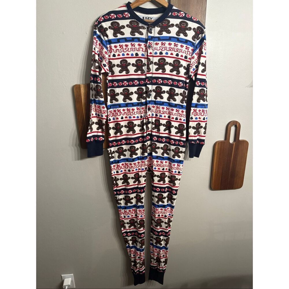 Lazy One Multicolor‎ Gingerbread Man Christmas Flapjacks Pajama One Piece Small